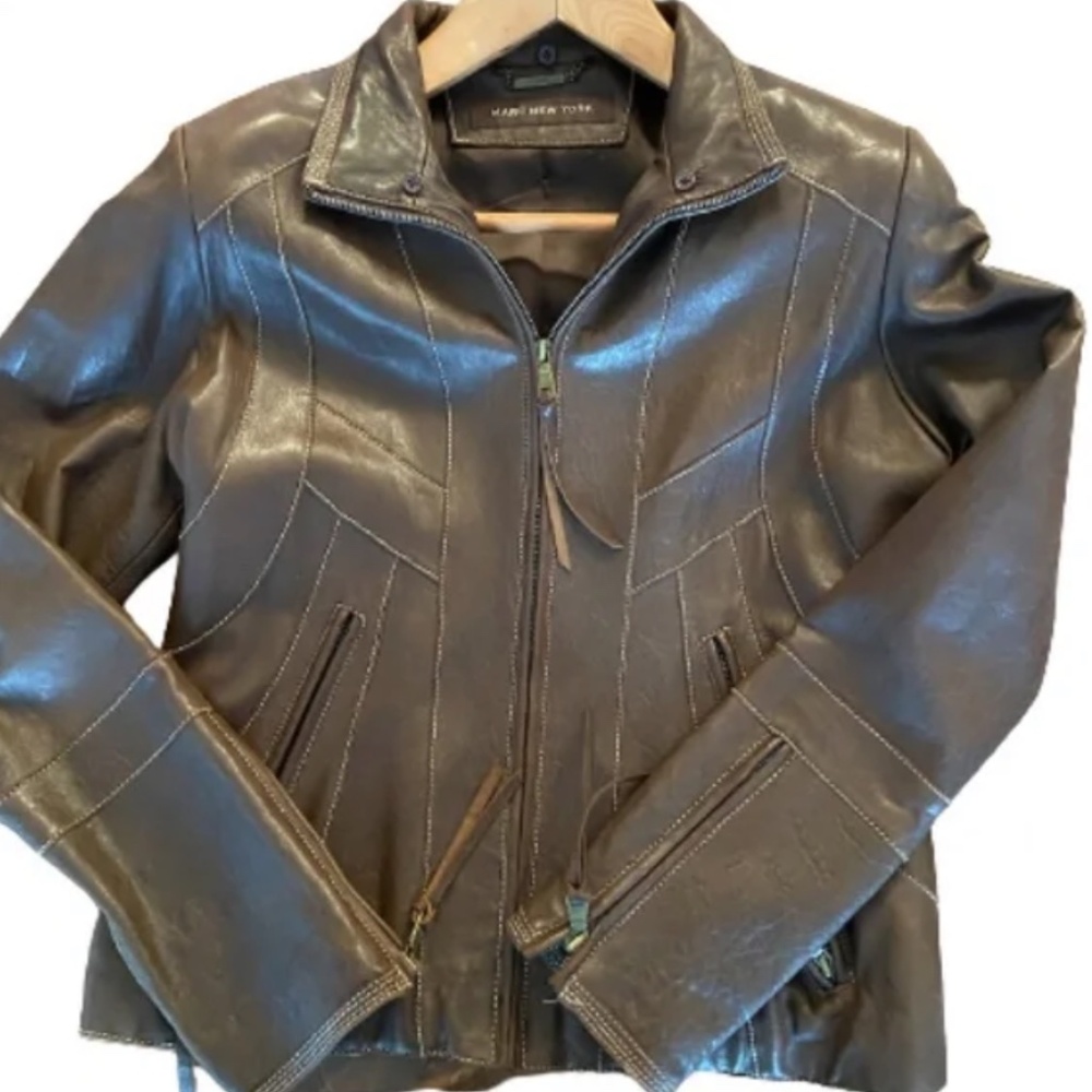 Vintage MARC brown leather jacket (med) - Picture 2 of 7